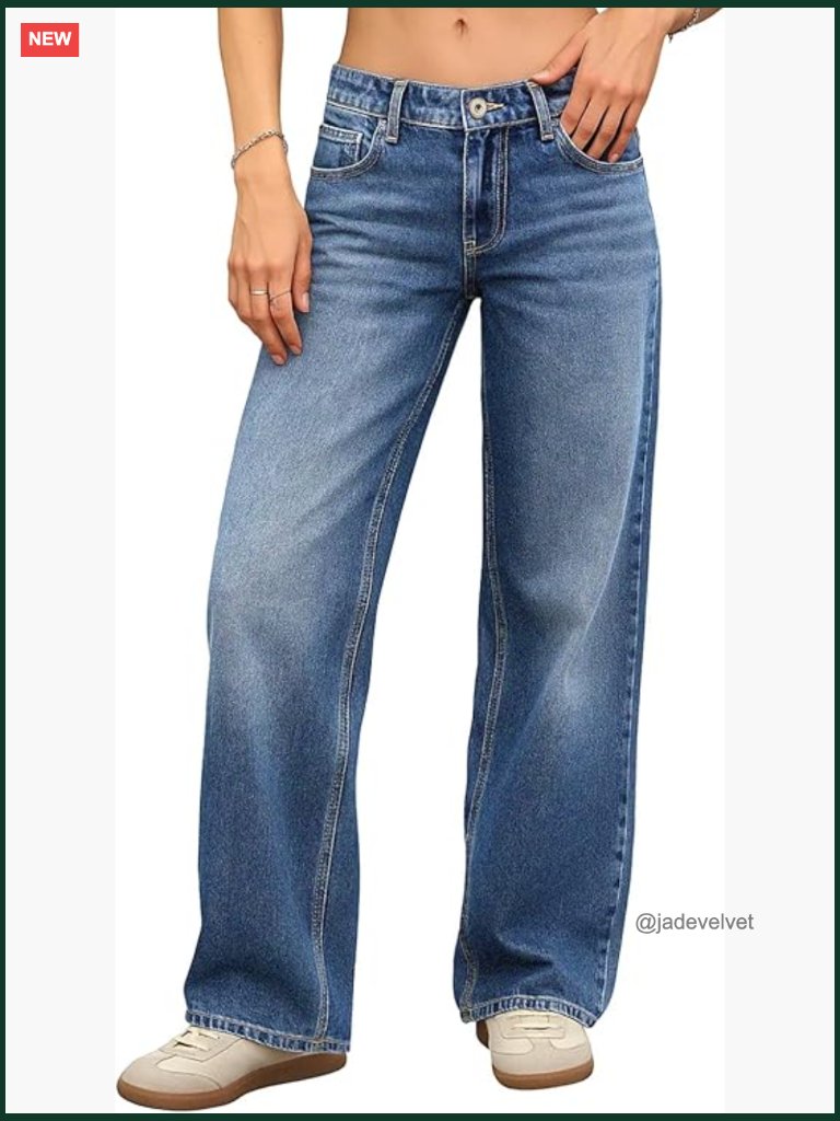 Low-Rise Baggy Jeans High Stretchy Wide Leg Y2k Straight Leg Denim Pants